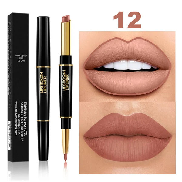 2 IN 1 Waterproof Matte Lipstick Pencil Lip Liner