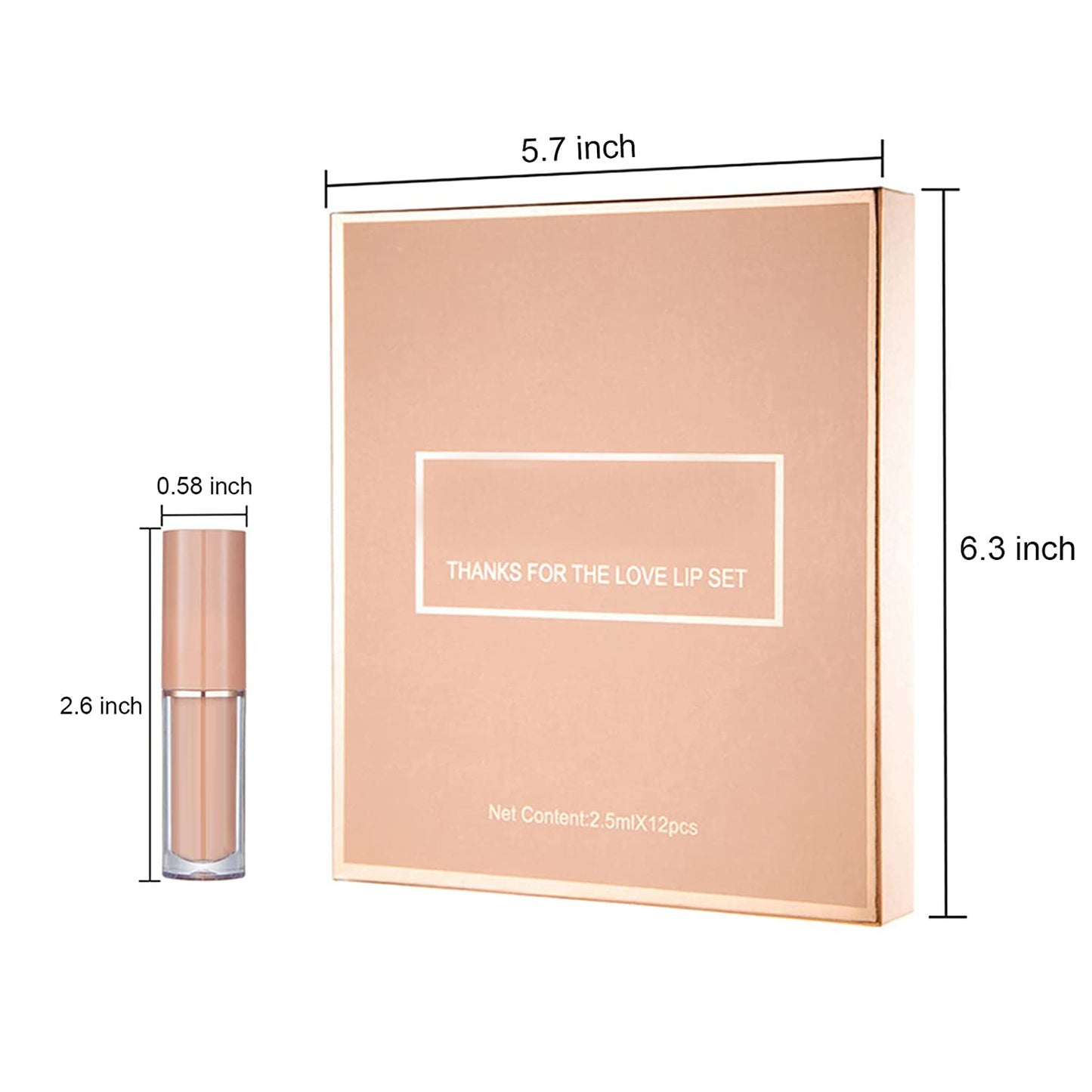 12Pcs Velvet Matte Liquid Lipstick Set, Waterproof Long Lasting Non-Stick Cup