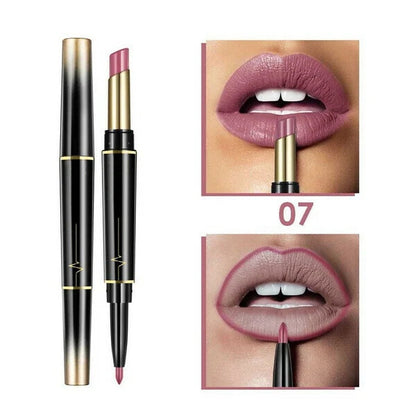 Sexy 16 Colors Double-end Wateproof Matte Lipstick Long Lasting Lip Liner 2 in 1 Lipsticks