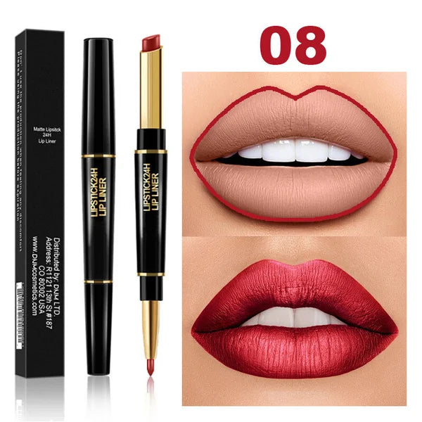 2 IN 1 Waterproof Matte Lipstick Pencil Lip Liner