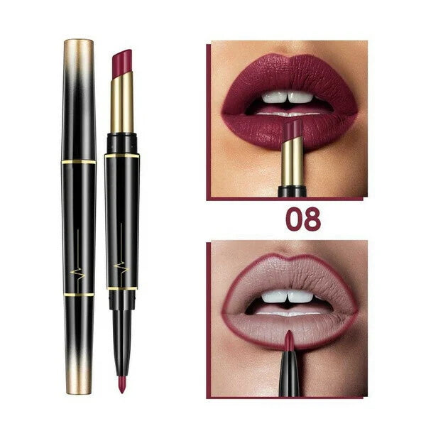 Sexy 16 Colors Double-end Wateproof Matte Lipstick Long Lasting Lip Liner 2 in 1 Lipsticks