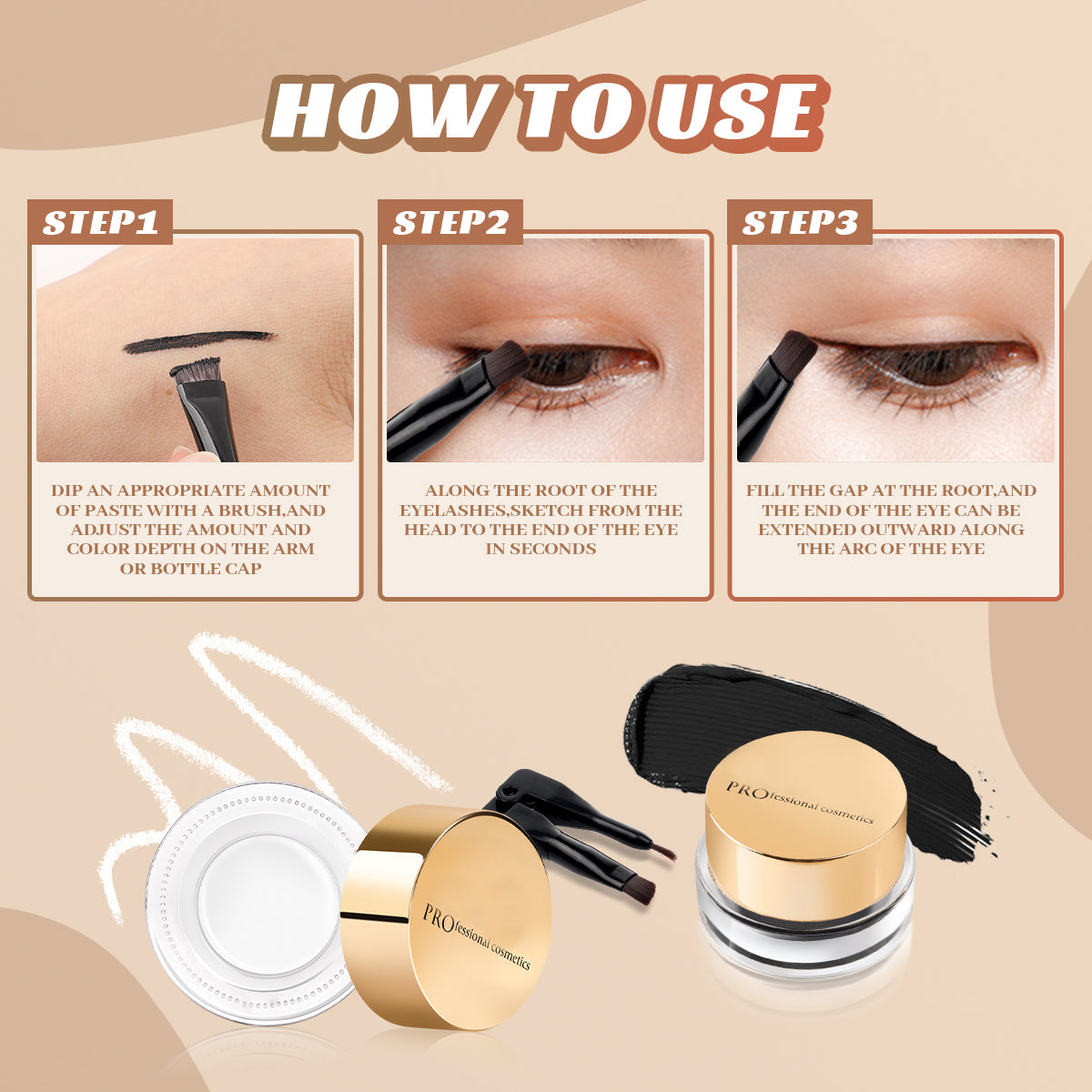 Waterproof Eyeliner Gel Makeup Cosmetic Gel Eye Liner With Brush