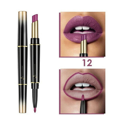 Sexy 16 Colors Double-end Wateproof Matte Lipstick Long Lasting Lip Liner 2 in 1 Lipsticks