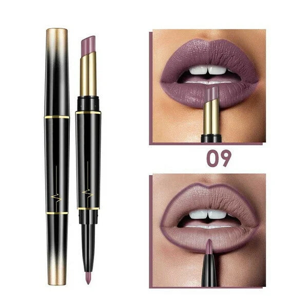 Sexy 16 Colors Double-end Wateproof Matte Lipstick Long Lasting Lip Liner 2 in 1 Lipsticks