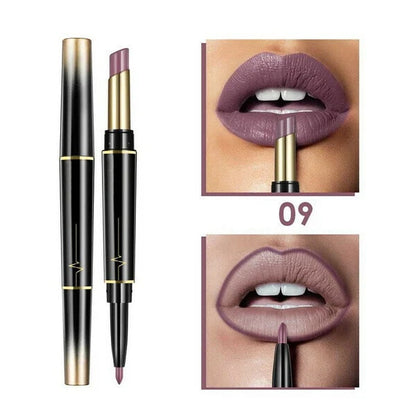 Sexy 16 Colors Double-end Wateproof Matte Lipstick Long Lasting Lip Liner 2 in 1 Lipsticks