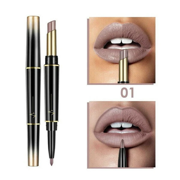Sexy 16 Colors Double-end Wateproof Matte Lipstick Long Lasting Lip Liner 2 in 1 Lipsticks