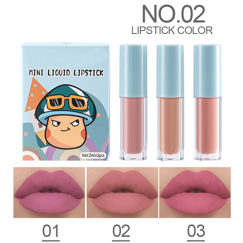3Pcs Matte Liquid Lipstick Long Lasting Waterproof Velvet Lip Gloss Set