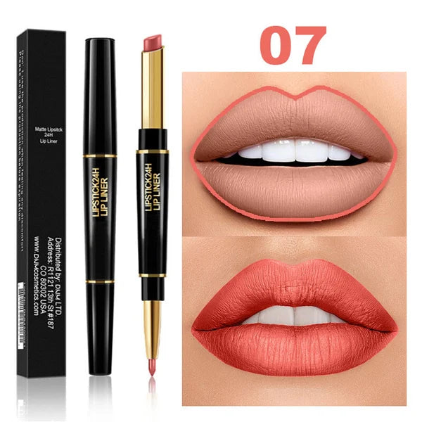 2 IN 1 Waterproof Matte Lipstick Pencil Lip Liner