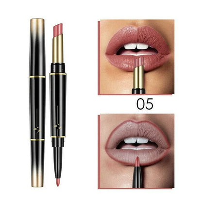 Sexy 16 Colors Double-end Wateproof Matte Lipstick Long Lasting Lip Liner 2 in 1 Lipsticks