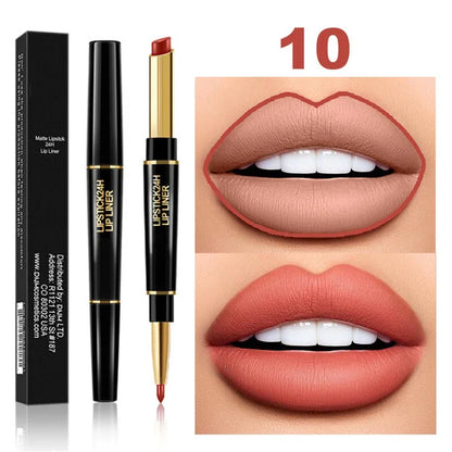2 IN 1 Waterproof Matte Lipstick Pencil Lip Liner