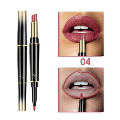 Sexy 16 Colors Double-end Wateproof Matte Lipstick Long Lasting Lip Liner 2 in 1 Lipsticks