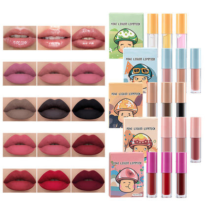 3Pcs Matte Liquid Lipstick Long Lasting Waterproof Velvet Lip Gloss Set