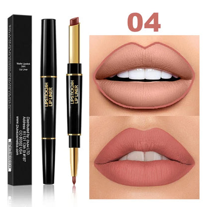 2 IN 1 Waterproof Matte Lipstick Pencil Lip Liner