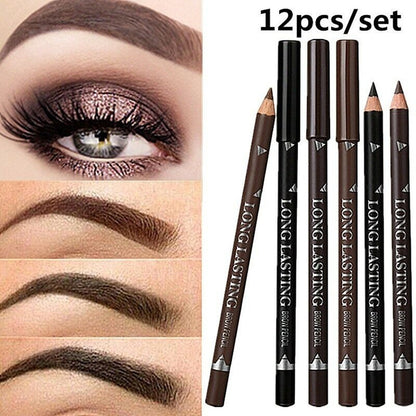 12 Pcs/Set Waterproof Eye Brow Pencil Precise Brow Definer