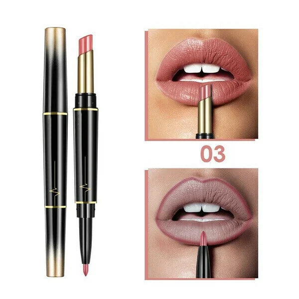 Sexy 16 Colors Double-end Wateproof Matte Lipstick Long Lasting Lip Liner 2 in 1 Lipsticks