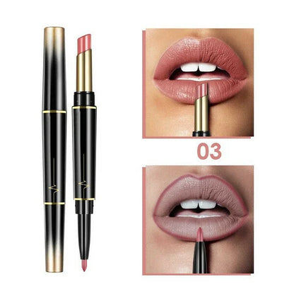 Sexy 16 Colors Double-end Wateproof Matte Lipstick Long Lasting Lip Liner 2 in 1 Lipsticks