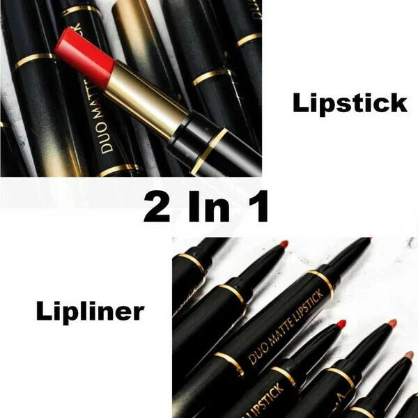Sexy 16 Colors Double-end Wateproof Matte Lipstick Long Lasting Lip Liner 2 in 1 Lipsticks