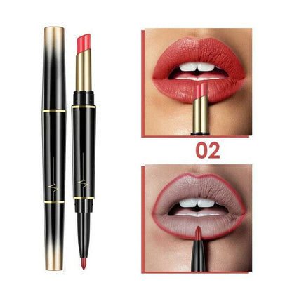 Sexy 16 Colors Double-end Wateproof Matte Lipstick Long Lasting Lip Liner 2 in 1 Lipsticks