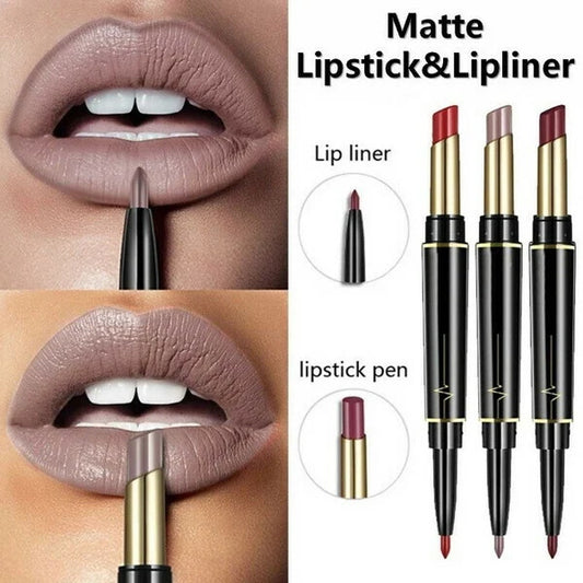 Sexy 16 Colors Double-end Wateproof Matte Lipstick Long Lasting Lip Liner 2 in 1 Lipsticks
