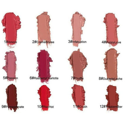 12 Colors Creamy Nude Pink Creme Long Lasting Liquid Lipsticka?¡§