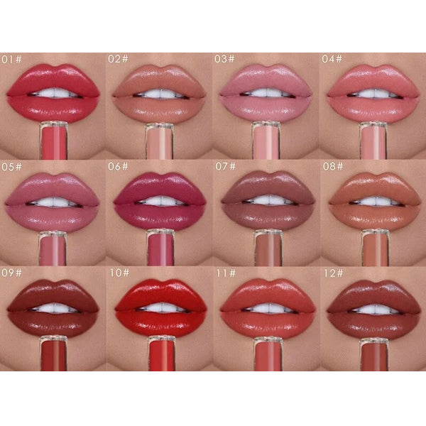 12 Colors Creamy Nude Pink Creme Long Lasting Liquid Lipsticka?¡§