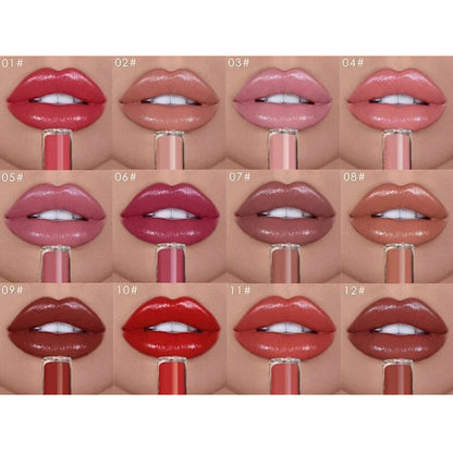 12 Colors Creamy Nude Pink Creme Long Lasting Liquid Lipsticka?¡§