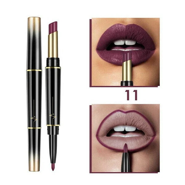 Sexy 16 Colors Double-end Wateproof Matte Lipstick Long Lasting Lip Liner 2 in 1 Lipsticks