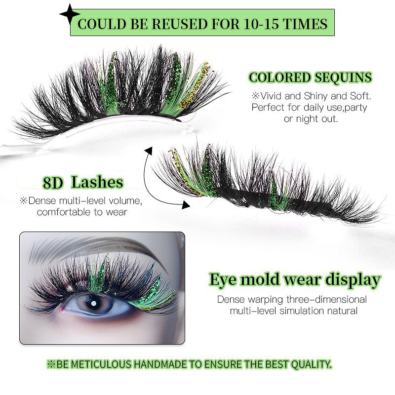 Christmas Lashes 8D Glitter Colored False Eyelashes
