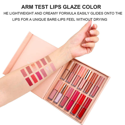 12Pcs Velvet Matte Liquid Lipstick Set, Waterproof Long Lasting Non-Stick Cup